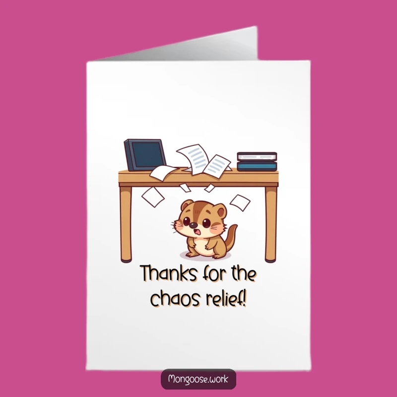 Free Printable Funny Mongoose Thank You Card: Appreciate the Escape - Print at Home