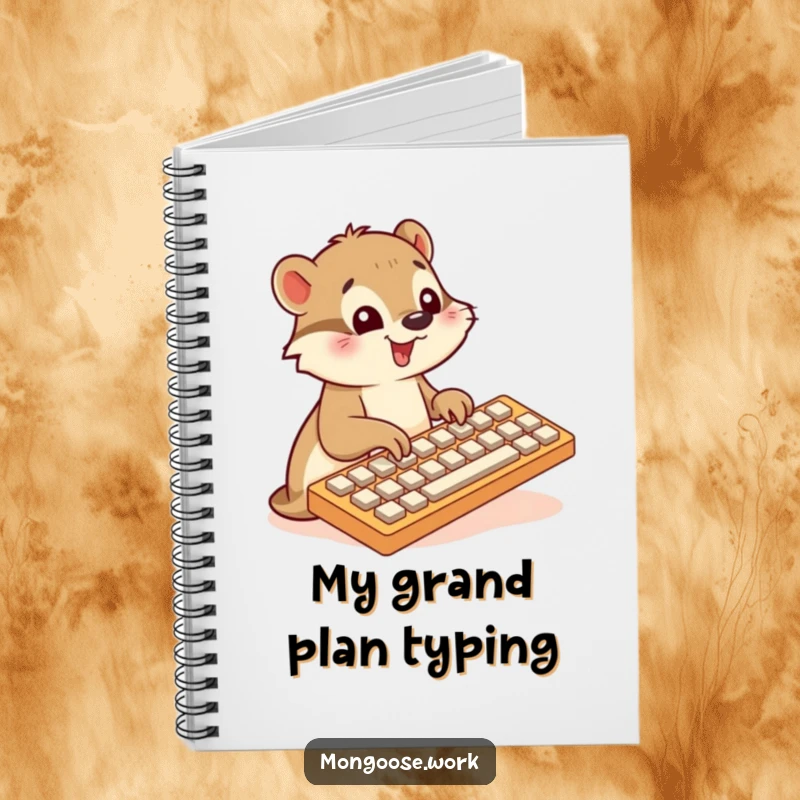 Funny Mongoose notebook, typing on big keyboard, cute stationery, code organizer, perfect funny gift.