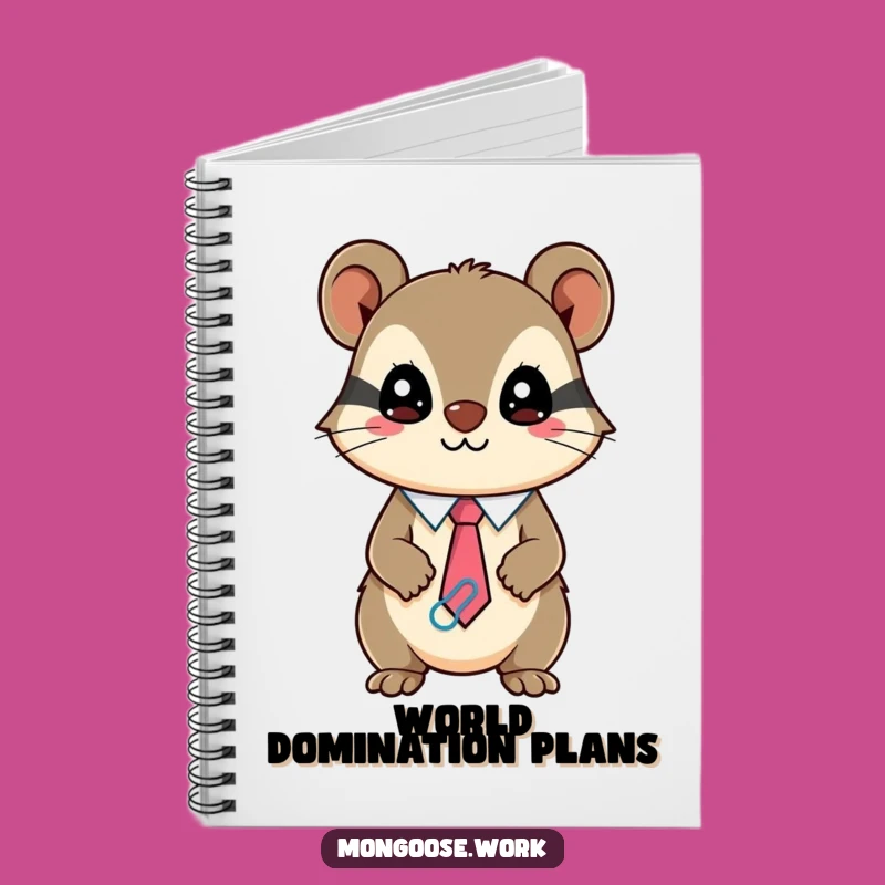 Funny Kawaii Mongoose Notebook, Mischievous Paperclip Journal, Gift for Professionals