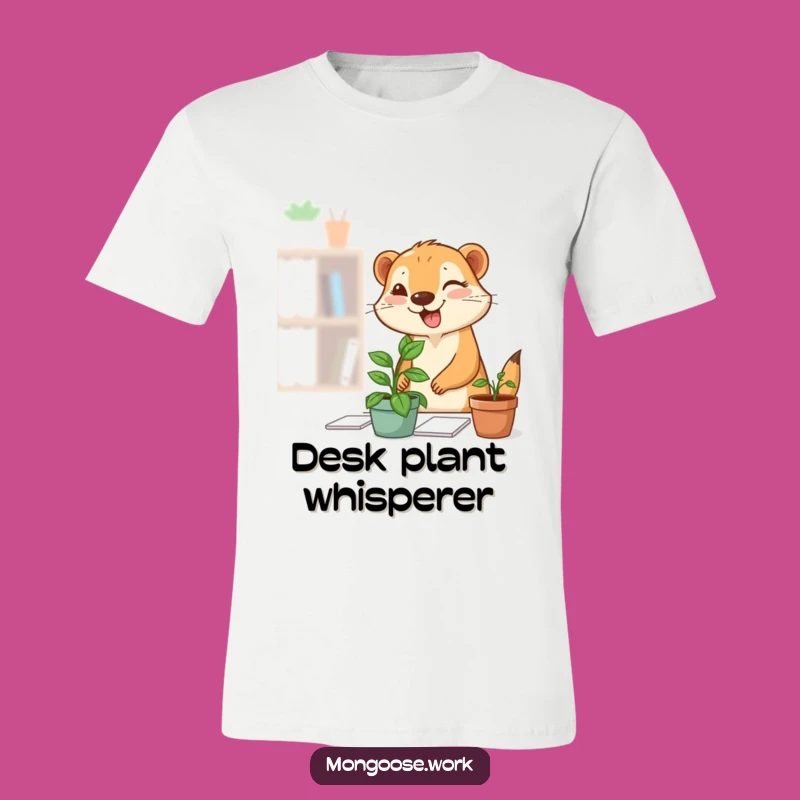 Funny Mongoose Plant T-Shirt: Cute Desk Vibes with a Wink, Great Funny Gift