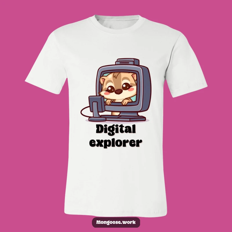 Funny Mongoose Screen Addict T-Shirt - Curious Tech Character Gift