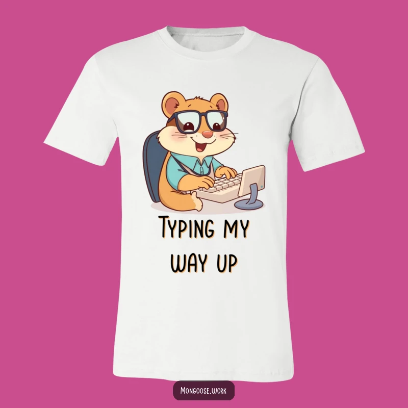 Funny Mongoose Office Worker T-Shirt: Hilarious Typing Action Tee Gift