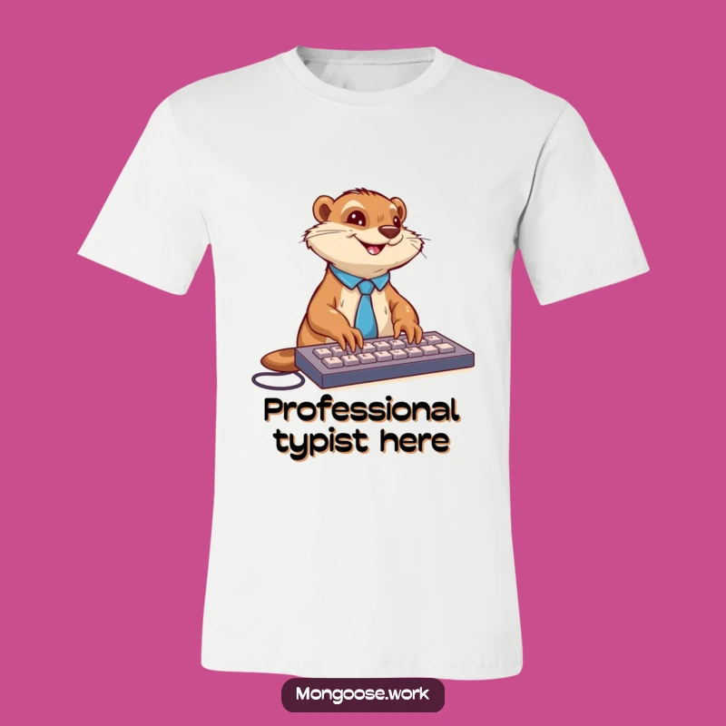 Funny Mongoose Typist T-Shirt: Professional & Playful, Ideal Funny Gift for Coders