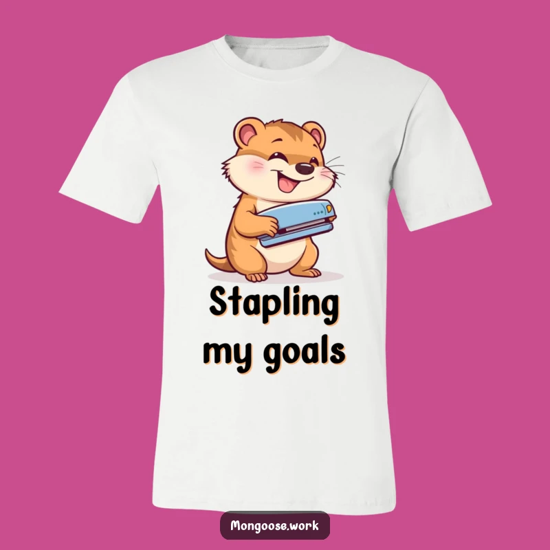 Funny Stapler Champion Mongoose T-Shirt: Energetic Office Tee Gift