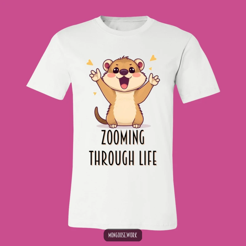 Funny Mongoose Video Call T-Shirt: Enthusiastic Cheer for Virtual Meetings - Funny Gift