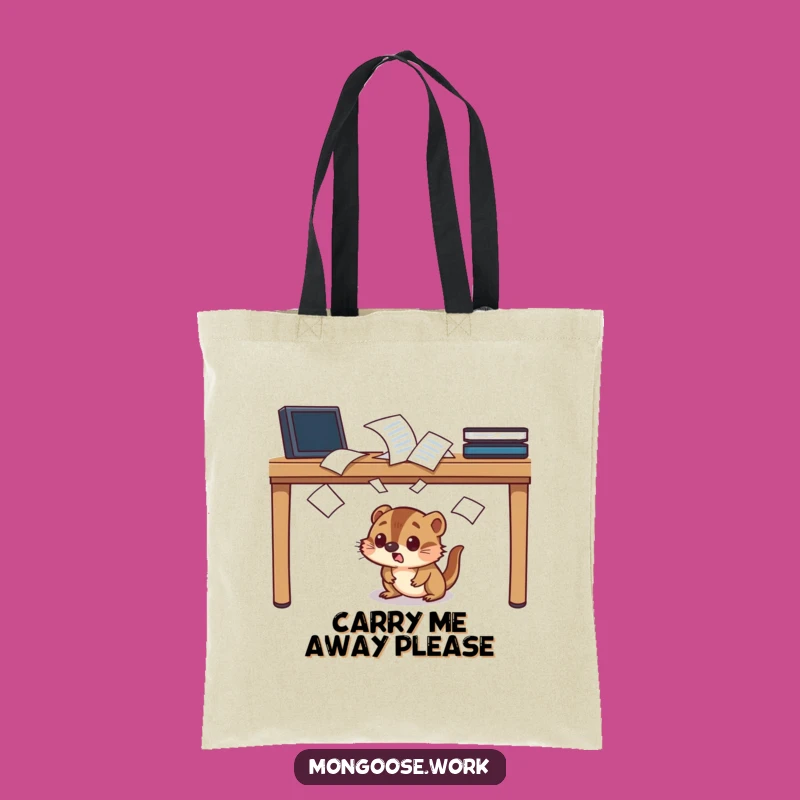 Funny Startled Mongoose Tote Bag: Hilarious Desk Ducking Canvas Bag, Perfect Funny Gift