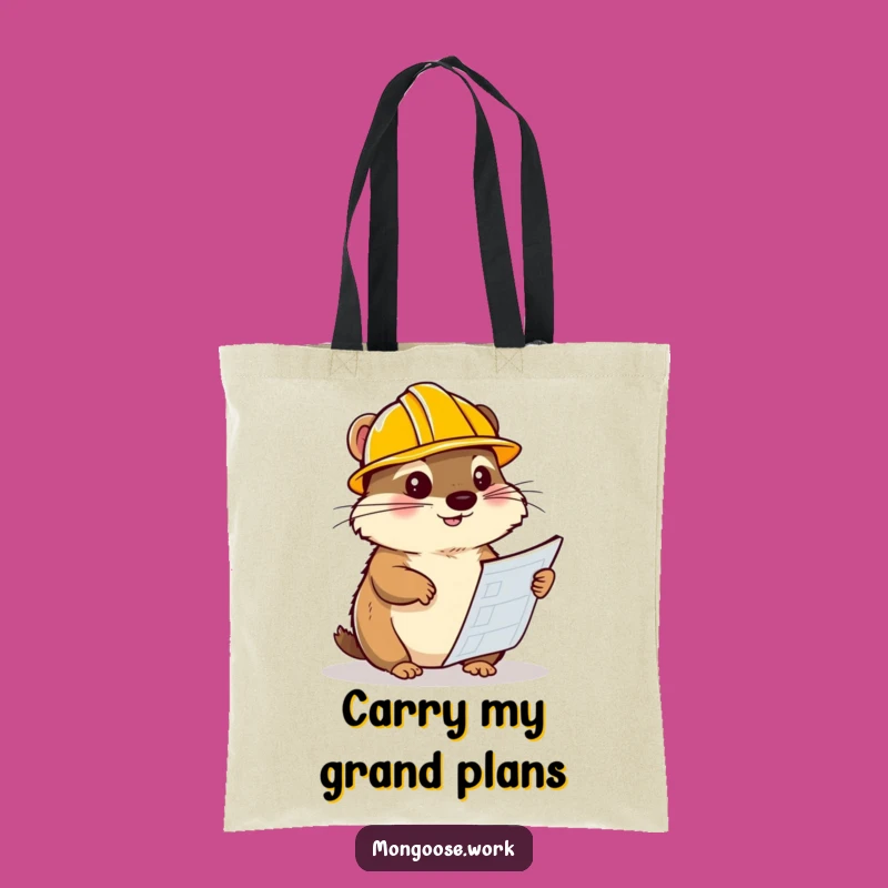 Funny Mongoose Blueprint Tote Bag - Practical & Hilarious Gift for Constructors