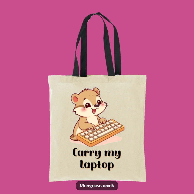 Funny Mongoose Typing Tote Bag - Carry Your Tech Gear, Perfect Funny Gift