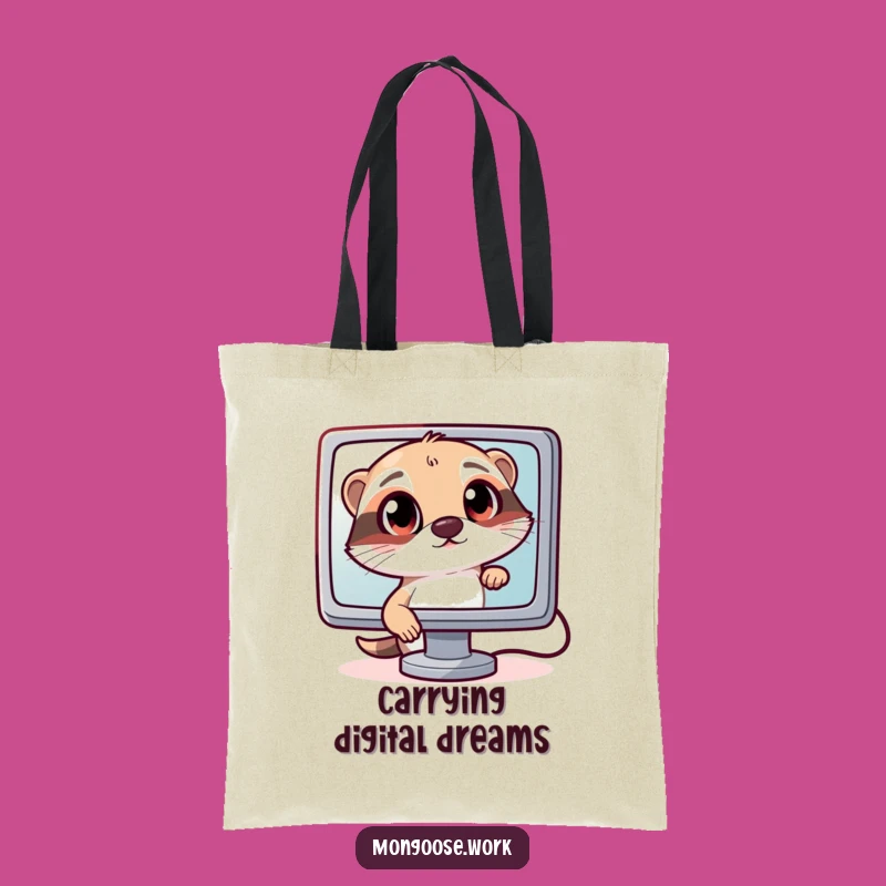 Funny Curious Mongoose Tote Bag: Carry Your Tech Essentials with Whimsical Charm