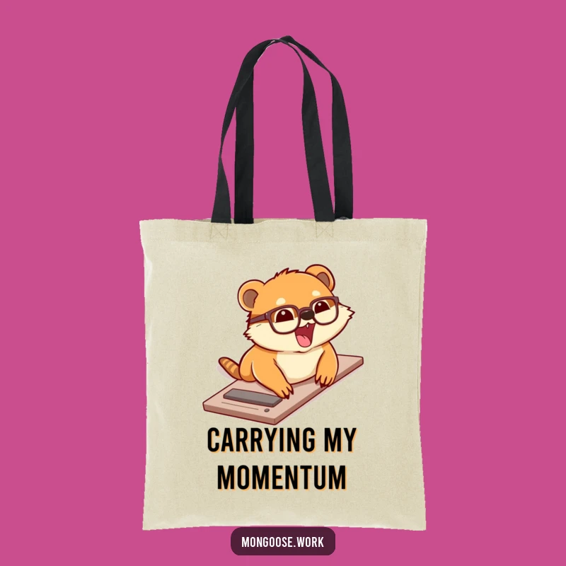 Funny Sliding Mongoose Tote Bag: Mongoose's Desk Fun, An Amusing Funny Gift