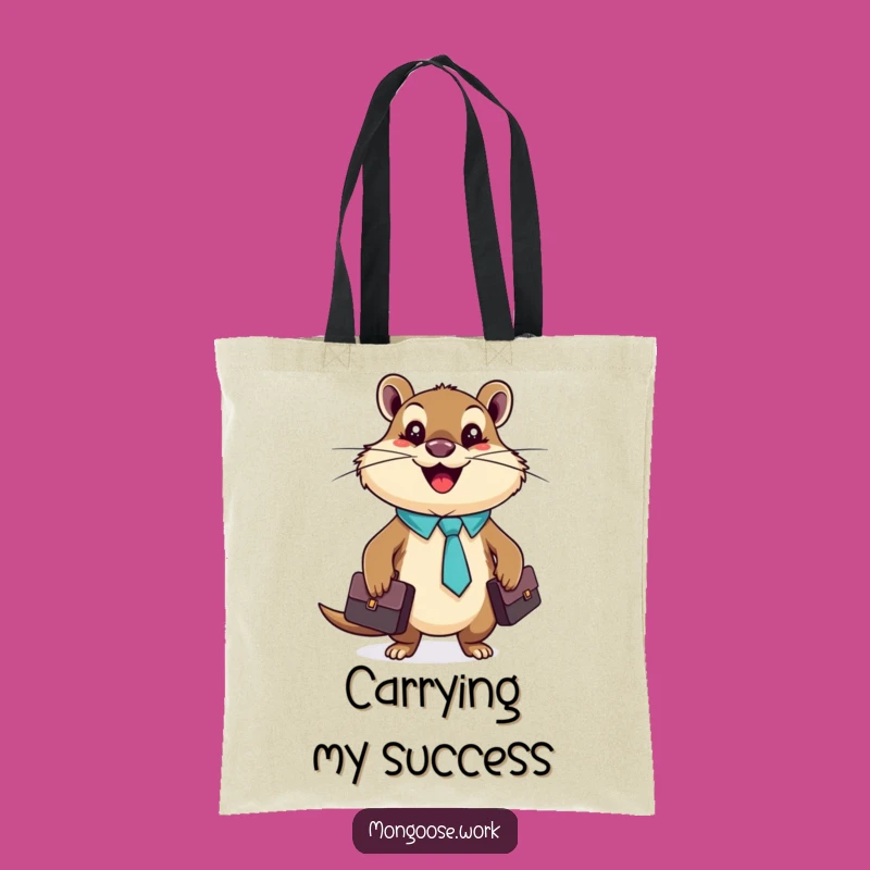 Funny Mongoose Business Tote Bag, Eco-Friendly Work Accessory