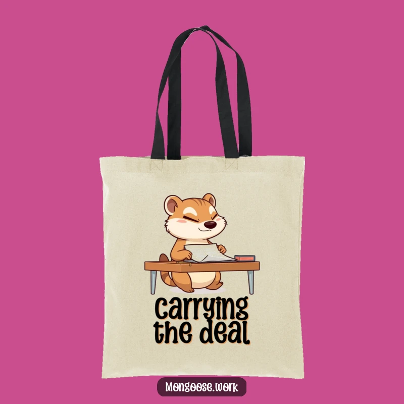 Funny Mongoose Tote Bag - Carry Documents with Determined Office Style