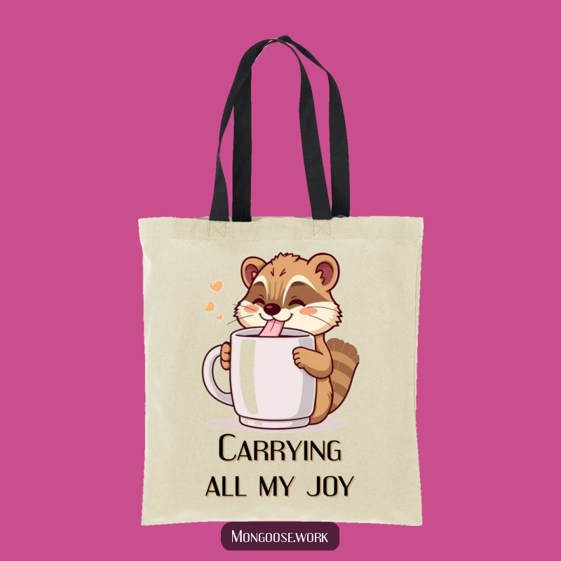 Funny Kawaii Mongoose Coffee Tote Bag: Carry Your Happy Brew!