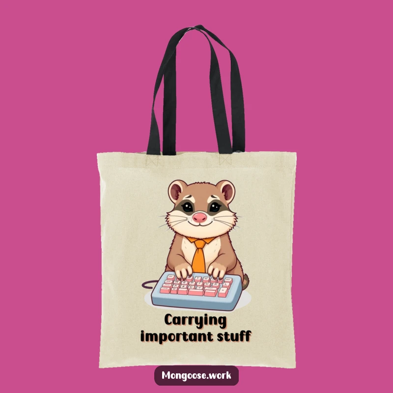 Funny Mongoose Typist Tote Bag: Dapper Animal's Productivity, An Amusing Funny Gift