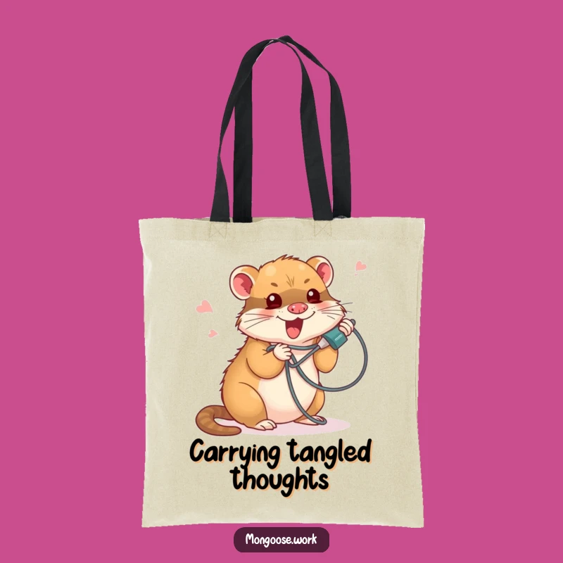 Funny Tech Mess Tote Bag: Tangled Mongoose Carry-All Gift