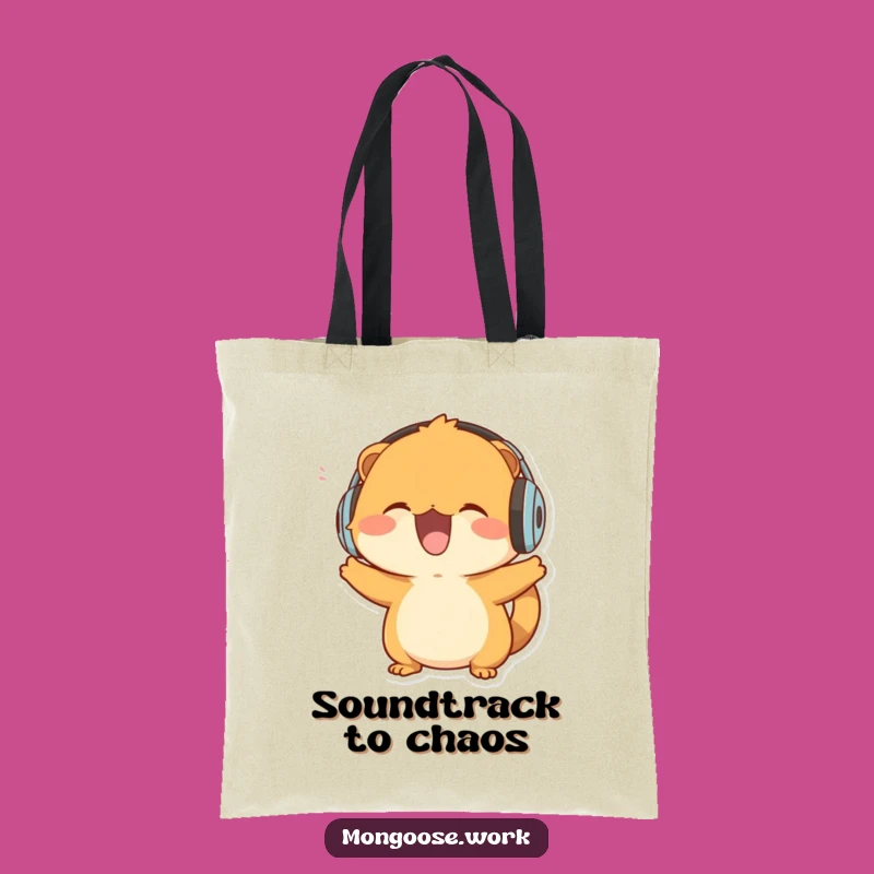 Funny Mongoose Tote Bag: Music Fan Design, Headbanging Character, Practical Funny Gift